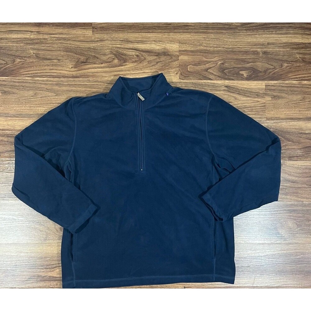 Eddie Bauer 1/4 Zip Pullover Sweater Mock Neck Navy Blue Sweatshirt Mens Size XL